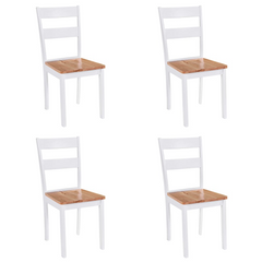 Dining Chairs 4 pcs White Solid Rubber Wood - Stylish and Durable