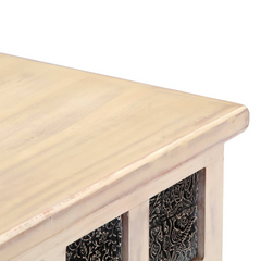 White Solid Acacia Wood Storage Box - Stylish 110x40x45 cm Chest with Ample Space and Coffee Table Surface