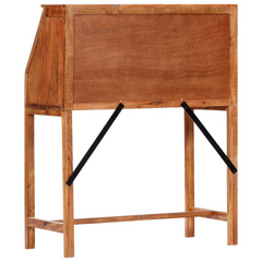 Solid Acacia Wood Writing Desk - 90x40x107cm, Vintage Style with Ample Storage