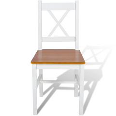 Dining Chairs Set of 6 - White Pinewood Elegant and Durable