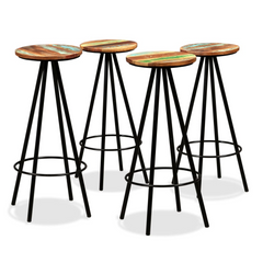 Industrial Bar Set - 5 Piece Set | Solid Reclaimed Wood | Stylish & Durable | Ideal for Home, Bar or Restaurant