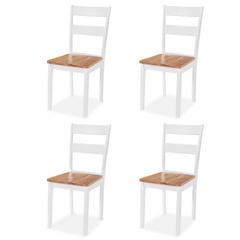 Dining Set 5 Pieces MDF and Rubberwood White - Elegant and Practical