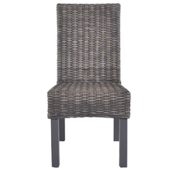 Set of 4 Dining Chairs - Brown Kubu Rattan & Mango Wood, Handmade, Comfortable & Stylish