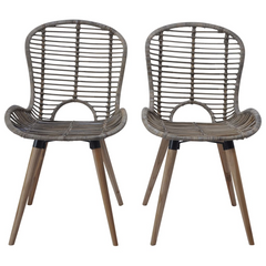 Set of 6 Brown Natural Rattan Dining Chairs - Stylish & Durable Seating for Your Home