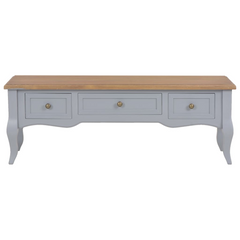 French Style TV Cabinet Grey 100x35x35 cm | Elegant Wooden TV Stand with Storage Drawers