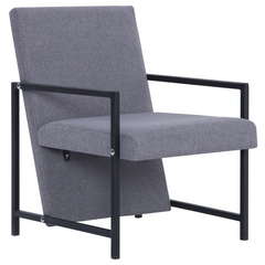 Stylish Light Grey Fabric Armchair with Chrome Feet - Modern & Comfortable