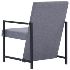 Stylish Light Grey Fabric Armchair with Chrome Feet - Modern & Comfortable