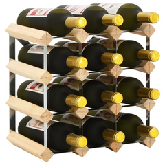 Solid Pinewood Wine Rack - Store Up to 12 Bottles with Rustic Charm