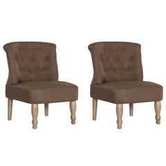 Elegant Set of 2 French Chairs in Brown Fabric - Timeless Style & Comfort