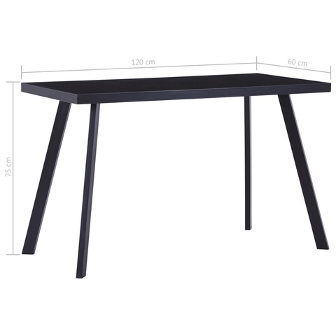 Dining Table Black 120x60x75 cm | Tempered Glass & Steel | Modern Industrial Design