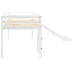 Children's Loft Bed Frame with Slide & Ladder | Pinewood | 97x208 cm