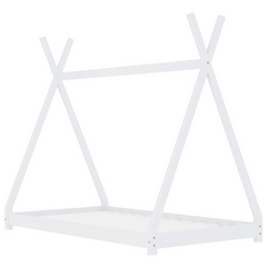 Kids Bed Frame, White, Solid Pine Wood, 70x140 cm - Tipi Style