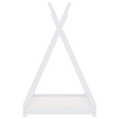 Kids Bed Frame, White, Solid Pine Wood, 70x140 cm - Tipi Style