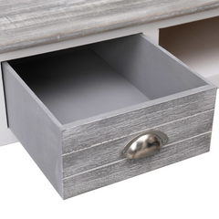 Grey Writing Desk - 2 Drawers & Open Compartment, 110x45x76 cm - Vintage Wooden Console Table for Home Office