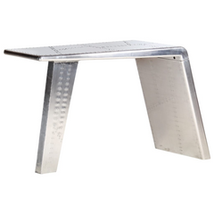 Aviator Desk Silver 112x50x76 cm Metal - Industrial Style Study Room or Office Furniture