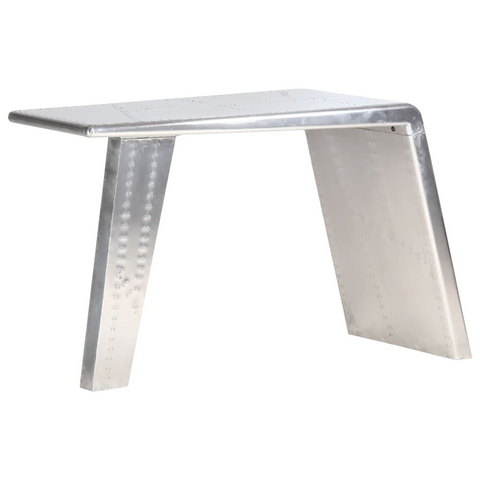 Aviator Desk Silver 112x50x76 cm Metal - Industrial Style Study Room or Office Furniture