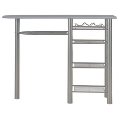 3-Piece Bar Set with Storage Shelves, Durable Wood and Steel, Foldable Chairs, Modern Grey and Silver Design