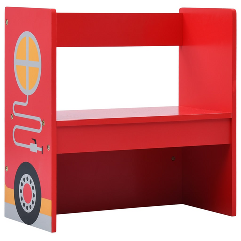 3 Piece Kids Chair Table Set | Fire Truck Design | Wood | Fun & Functional Furniture for Kids