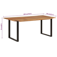 Dining Table 180x90x76 cm Solid Acacia Wood - Industrial and Rustic Style