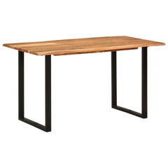 Solid Acacia Wood Dining Table 140x70x76 cm - Industrial & Rustic Style