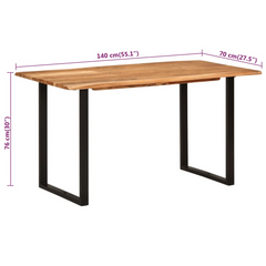 Solid Acacia Wood Dining Table 140x70x76 cm - Industrial & Rustic Style