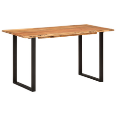 Solid Acacia Wood Dining Table 140x70x76 cm - Industrial & Rustic Style