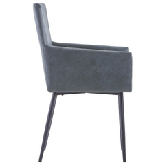 Dining Chairs with Armrests 4 pcs Grey Faux Suede Leather - Modern and Comfortable