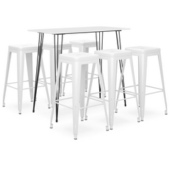 7 Piece Bar Set White – Modern & Durable Bar Furniture Set for Home, Garden, Bars & Restaurants