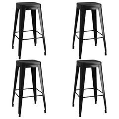 5 Piece Modern Black Bar Set with MDF Tabletop and Metal Stools - Perfect for Home, Garden, Pub, and Restaurant