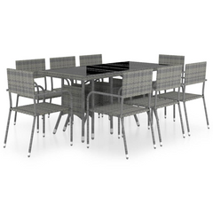 9 Piece Poly Rattan Garden Dining Set - Anthracite & Grey, Stylish Outdoor Furniture