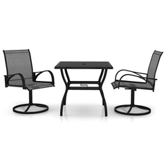 3 Piece Garden Dining Set - Modern Textilene & Powder-Coated Steel Outdoor Furniture