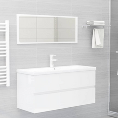 Sink Cabinet with Built-in Basin – High Gloss White, Engineered Wood, Ample Storage, Modern Design