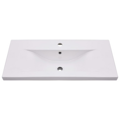 High Gloss White Sink Cabinet with Built-in Ceramic Basin - Modern Engineered Wood Bathroom Vanity