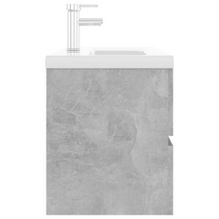 Concrete Grey Engineered Wood Sink Cabinet with Built-in Ceramic Basin - Modern Bathroom Storage Solution