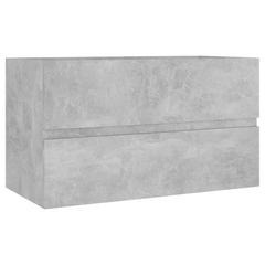 Concrete Grey Engineered Wood Sink Cabinet with Built-in Ceramic Basin - Modern Bathroom Storage Solution