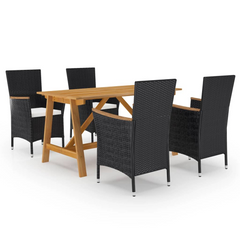 5 Piece Garden Dining Set with Cushions - Stylish & Durable Outdoor Furniture in Black