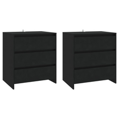 3 Piece Sideboard Set in Black Engineered Wood - Stylish and Functional Storage Solution