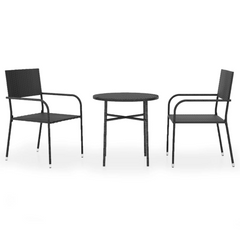 3 Piece Poly Rattan Garden Dining Set in Black - Elegant Outdoor Furniture for Patio & Garden