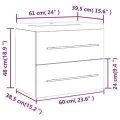 Sink Cabinet with Built-in Basin, Smoked Oak, Engineered Wood - Elegant and Durable Bathroom Storage Solution