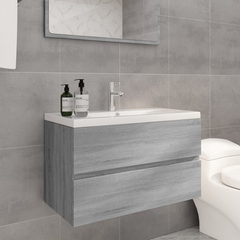 Sink Cabinet with Built-in Basin - Grey Sonoma Engineered Wood, Stylish & Functional Bathroom Storage Solution