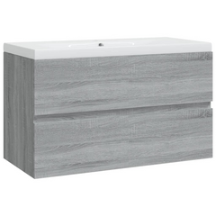 Sink Cabinet with Built-in Basin - Grey Sonoma Engineered Wood, Stylish & Functional Bathroom Storage Solution