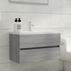 Grey Sonoma Sink Cabinet with Built-in Basin & Faucet - Stylish Bathroom Storage Solution