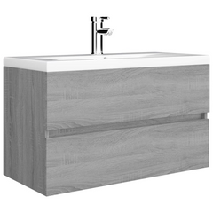 Grey Sonoma Sink Cabinet with Built-in Basin & Faucet - Stylish Bathroom Storage Solution