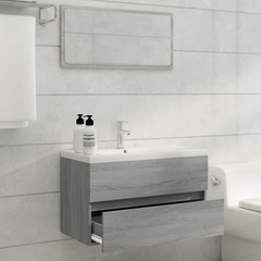 Grey Sonoma Sink Cabinet with Built-in Basin & Faucet - Stylish Bathroom Storage Solution