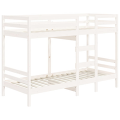 Solid Pine Wood Bunk Bed in White, Small Single 75x190 cm, Space-Saving & Safe Design - Perfect for Kids Bedrooms