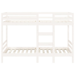 Solid Pine Wood Bunk Bed in White, Small Single 75x190 cm, Space-Saving & Safe Design - Perfect for Kids Bedrooms