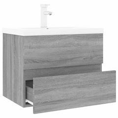 Grey Sonoma Engineered Wood Sink Cabinet with Built-in Ceramic Basin – Stylish & Practical Bathroom Storage Solution