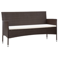 Stylish 3-Seater Garden Sofa with Cushions in Brown Poly Rattan for Outdoor Comfort