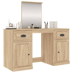 Sonoma Oak Dressing Table with Mirror - 130x50x132.5 cm | Elegant Vanity Desk with Ample Storage & Durable Materials