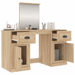 Sonoma Oak Dressing Table with Mirror - 130x50x132.5 cm | Elegant Vanity Desk with Ample Storage & Durable Materials